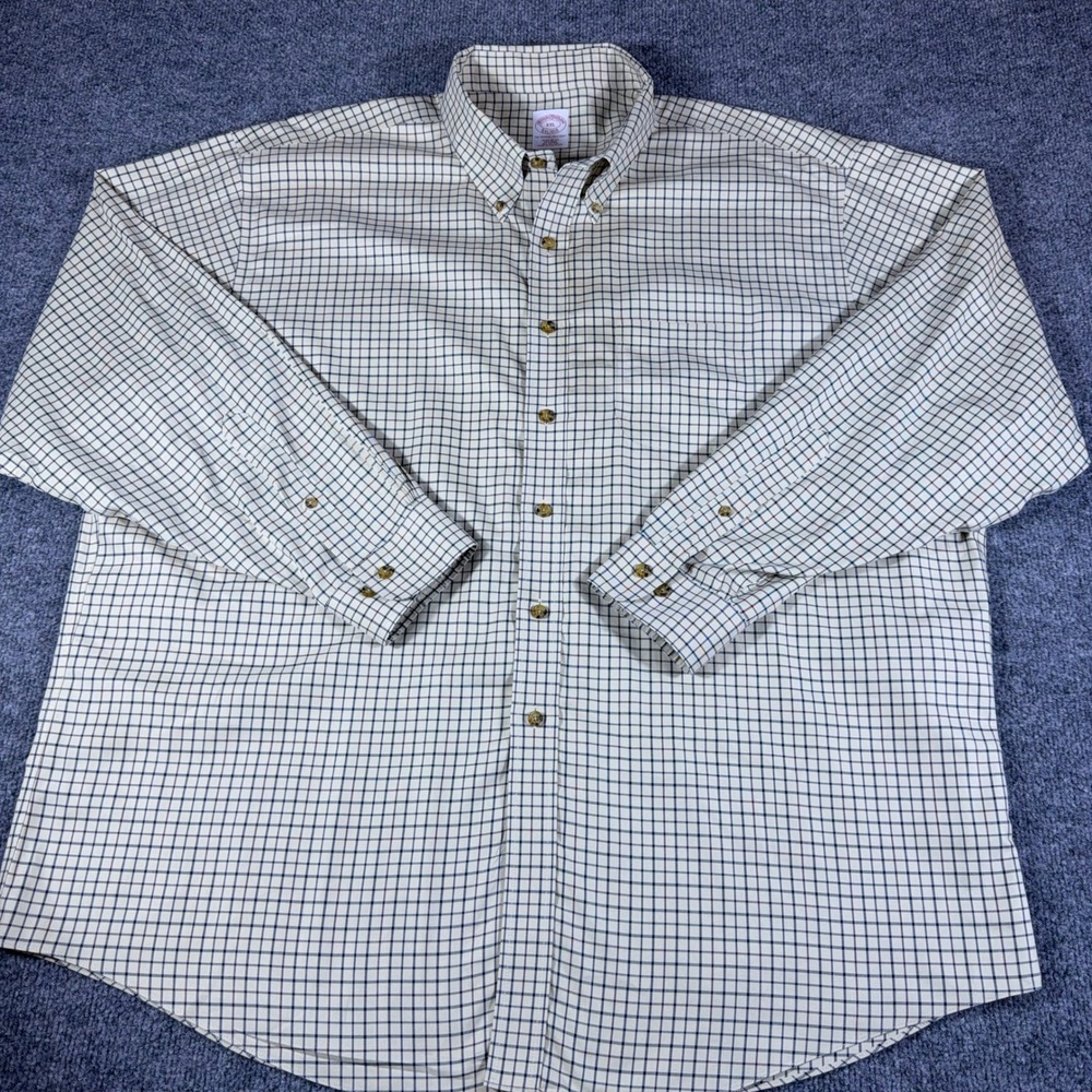 Brooks Brothers Mens XXL Regular Fit Non-Iron Tattersall Button Down Shirt